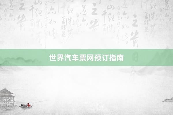 世界汽车票网预订指南