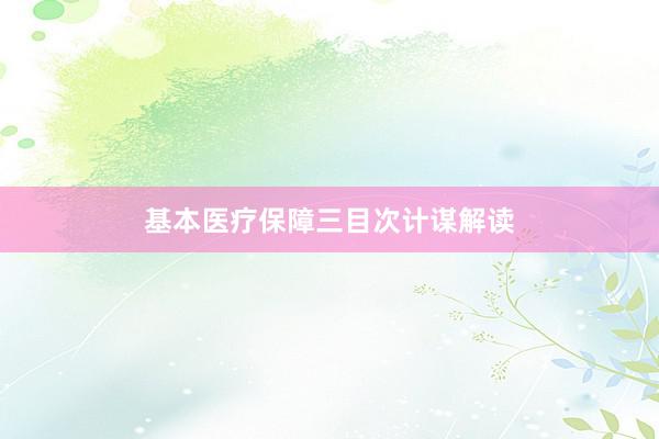 基本医疗保障三目次计谋解读